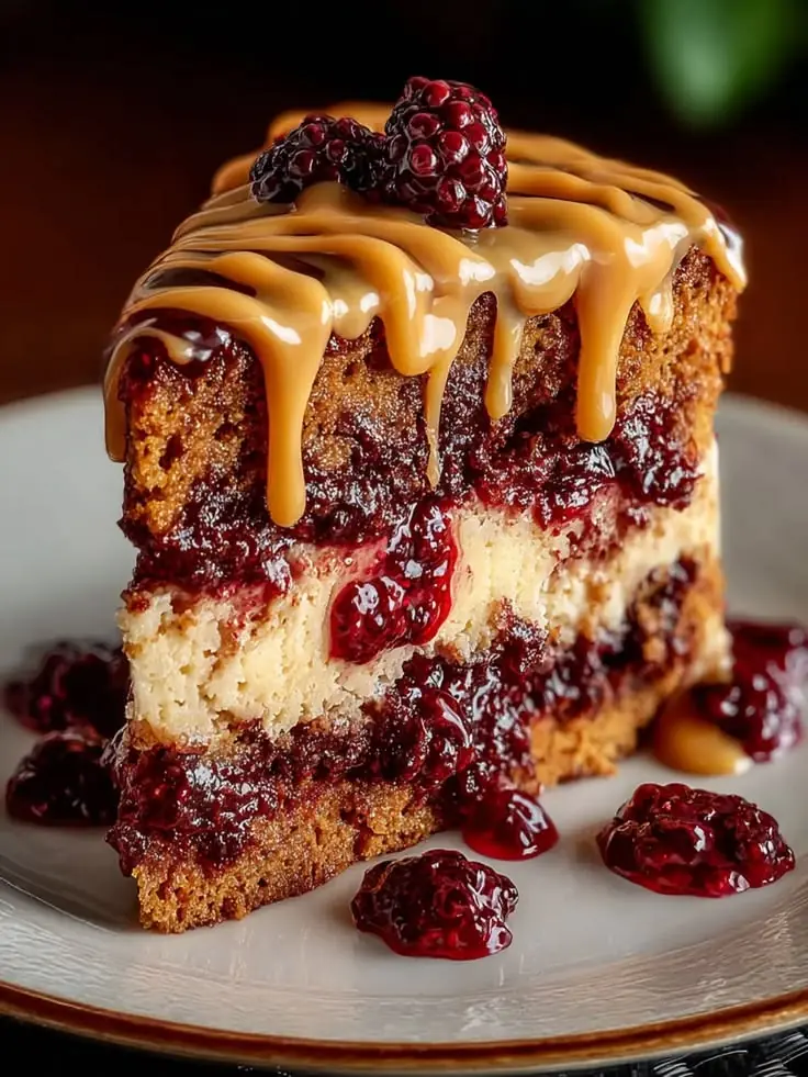 Blackberry Caramel Cheesecake Bars
