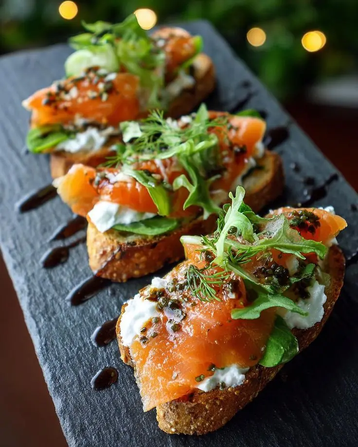 Smoked Salmon Crostini with Herbed Cream Cheese