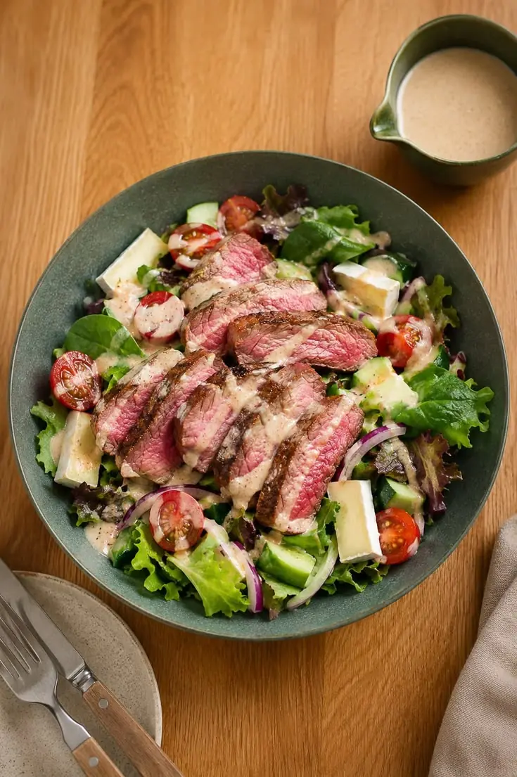 🥩 Grilled Steak Salad with Creamy Dijon Dressing