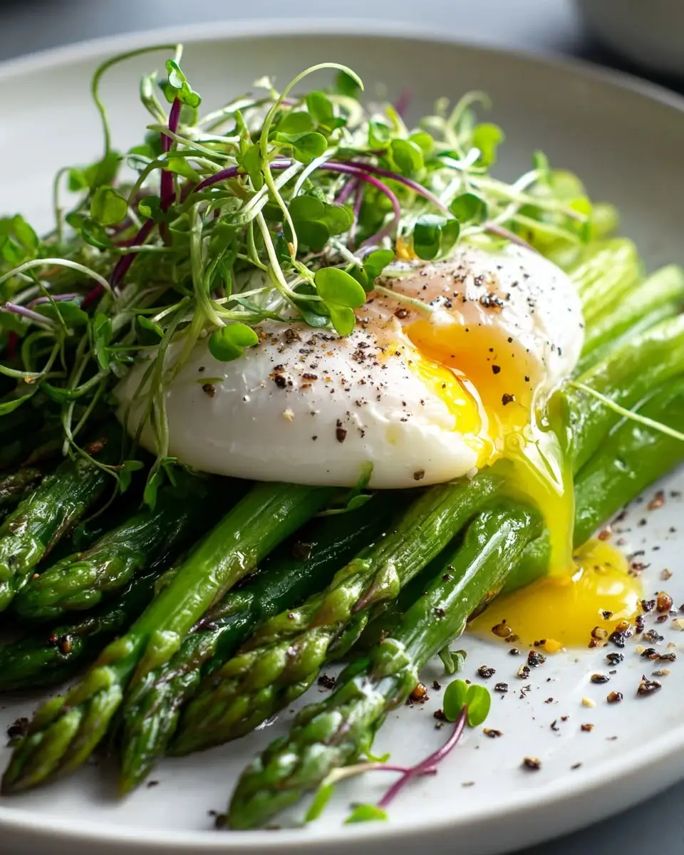 🥚 Poached Eggs with Garlic Butter Asparagus