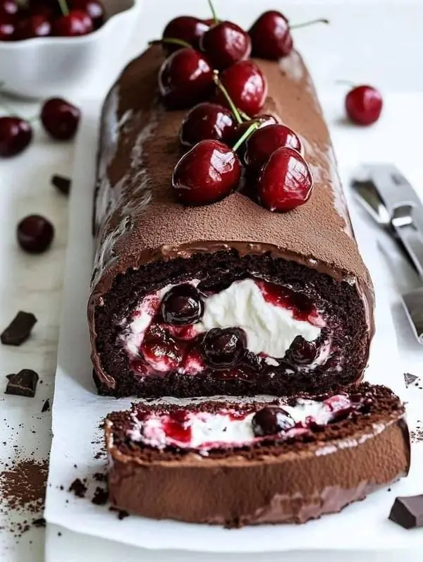 🍒 Chocolate Black Forest Swiss Roll