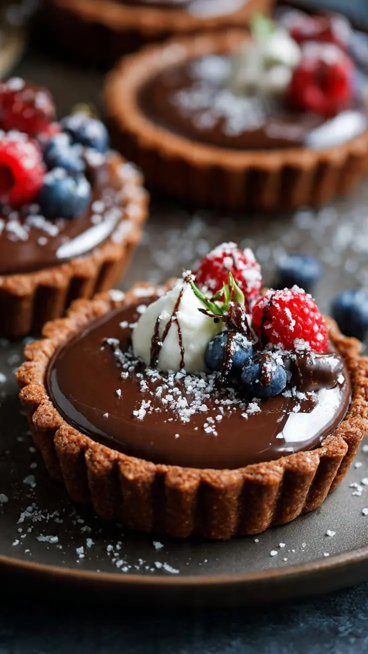 🍫 Triple Chocolate Ganache Berry Tartlets
