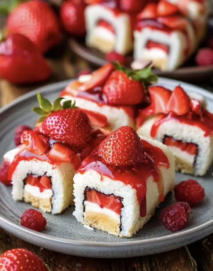🍓 Strawberry Cheesecake Dessert Sushi Rolls