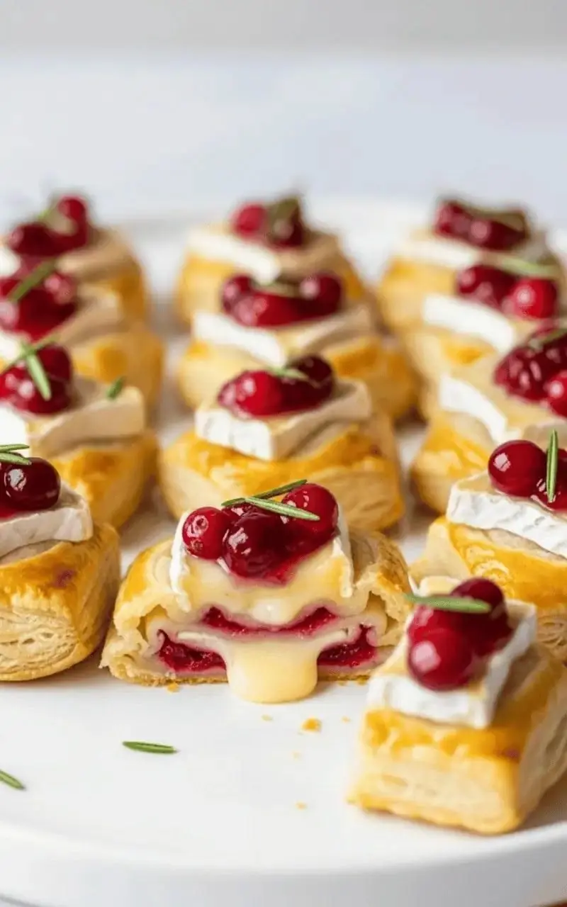 🧀 Cranberry Brie Puff Pastry Bites