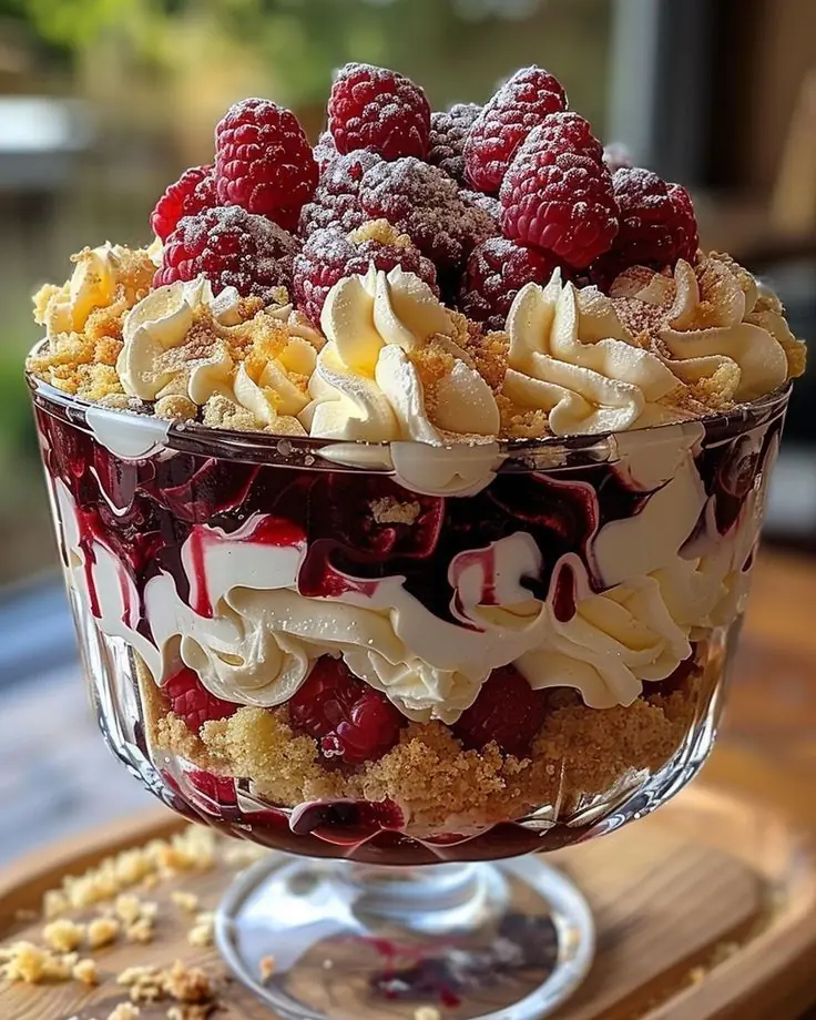🍓 Raspberry Vanilla Trifle with White Chocolate Cream