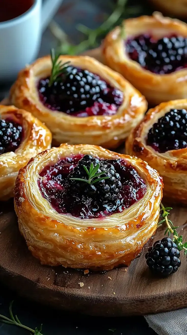 Blackberry Cream Cheese Puff Pastry Tarts