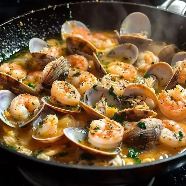 Garlic Butter Shrimp and Clam Skillet