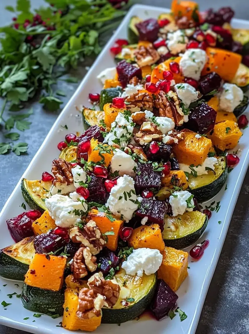 Roasted Beet, Butternut Squash & Zucchini Salad with Goat Cheese