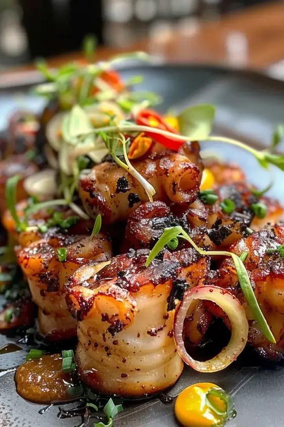 Grilled Baby Octopus with Garlic Butter & Citrus Glaze
