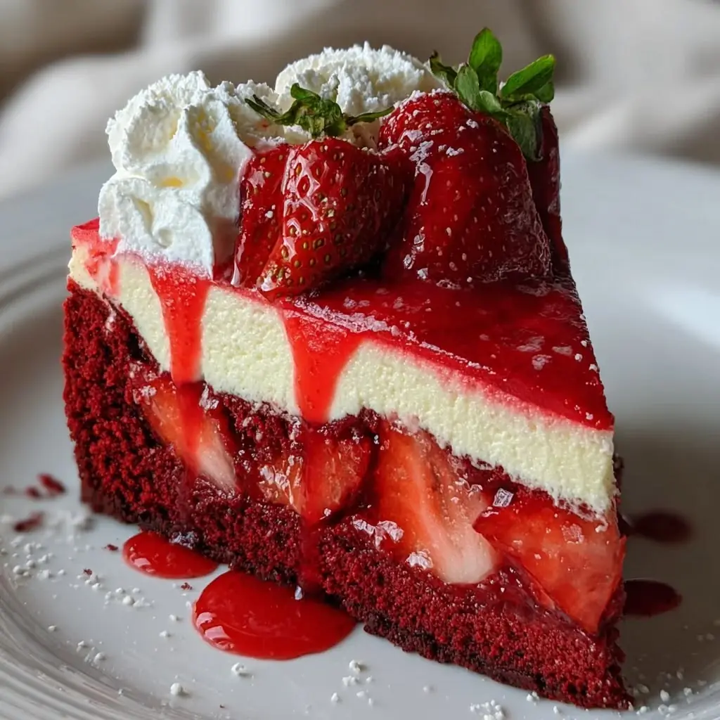 Strawberry Red Velvet Cheesecake Cake