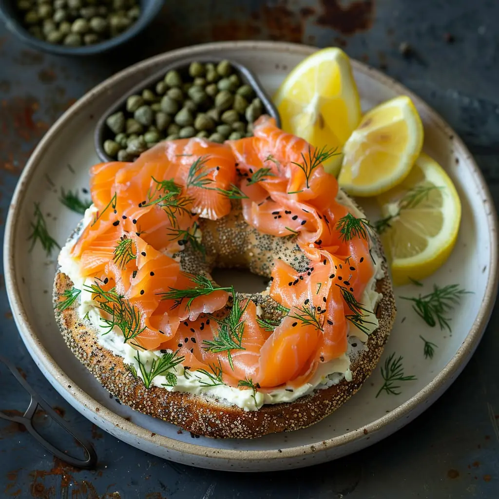 Smoked Salmon Bagel with Cream Cheese