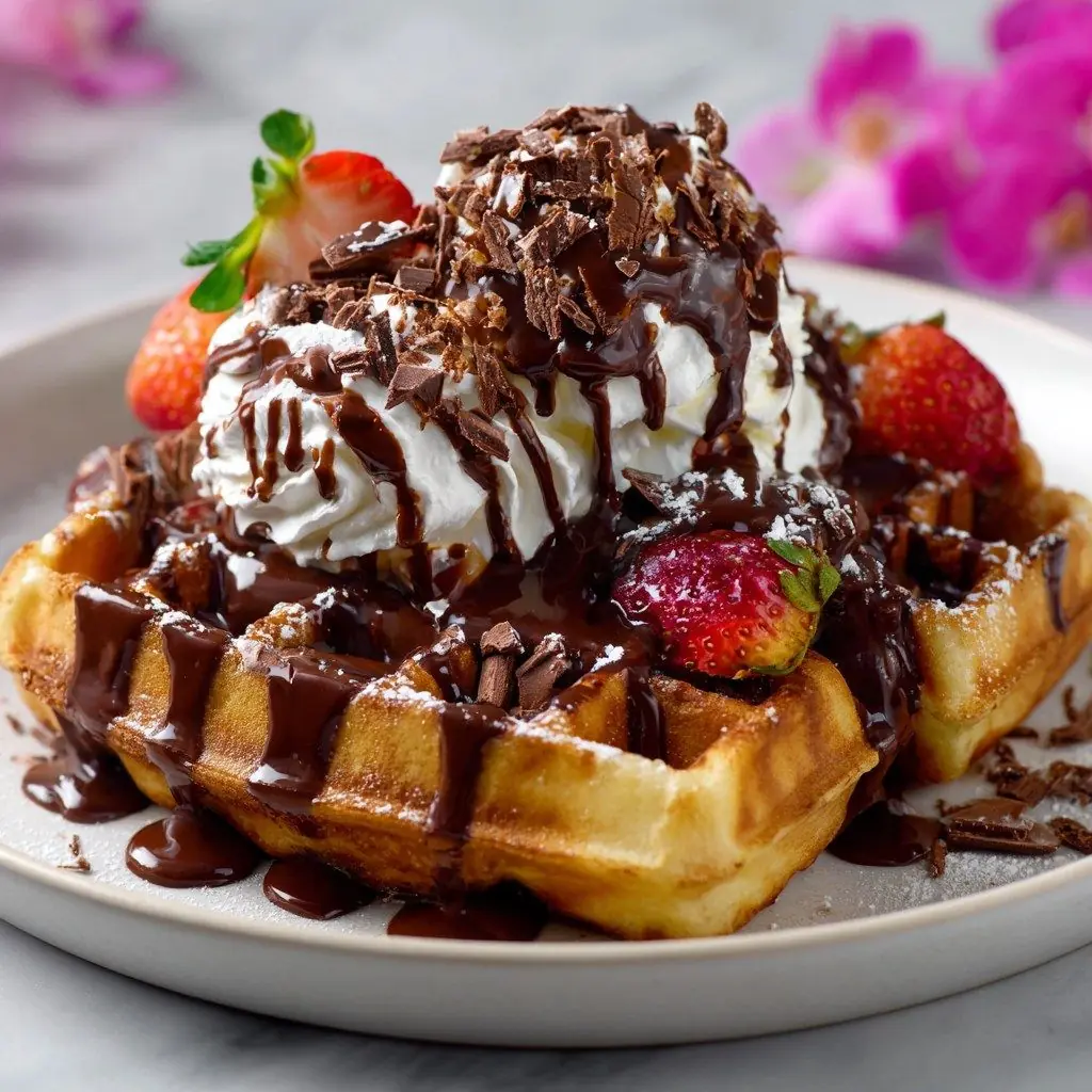 Ultimate Chocolate Strawberry Belgian Waffles