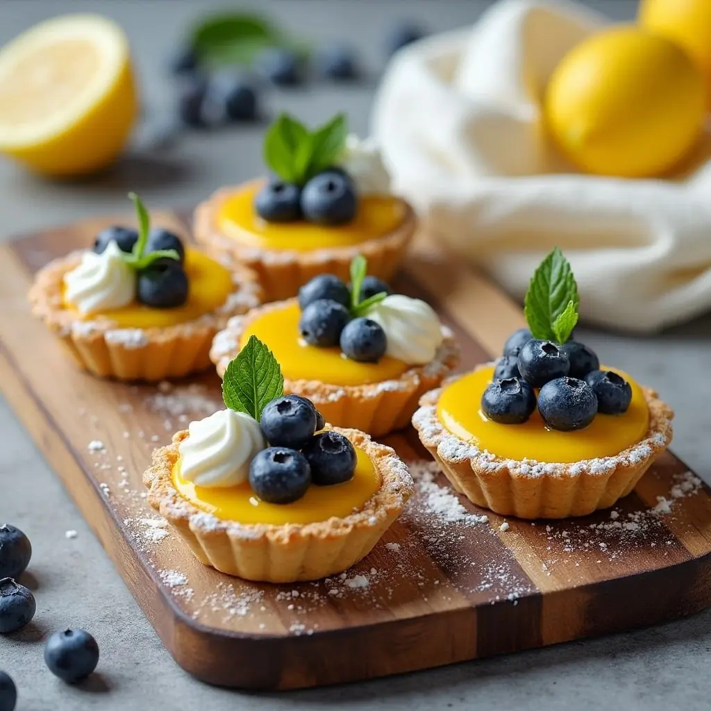 Mini Lemon Curd Tartlets with Fresh Blueberries