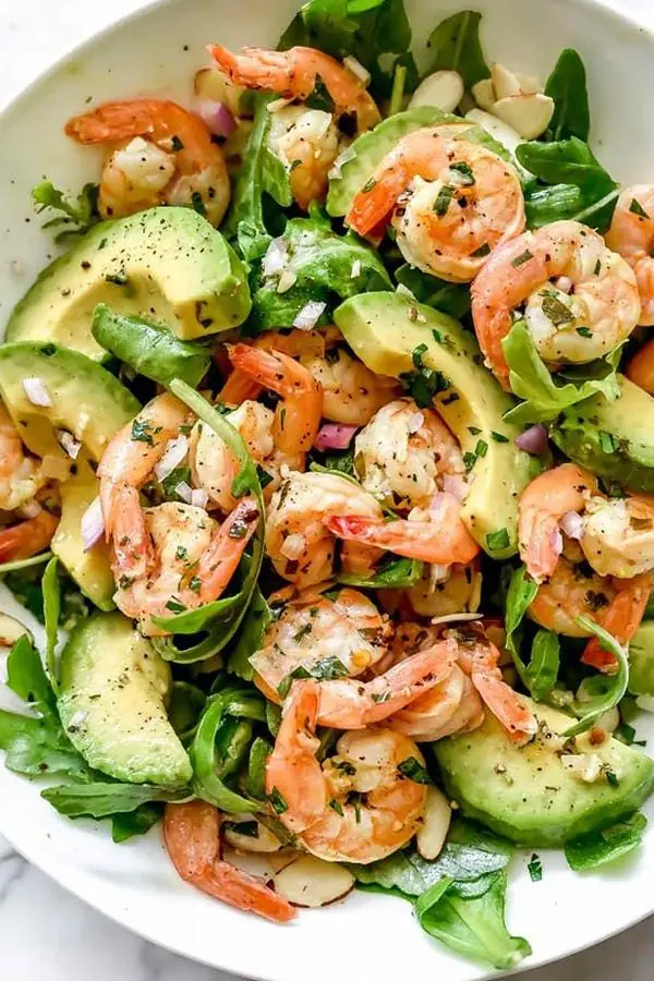 Grilled Shrimp & Avocado Salad with Lime Cilantro Dressing