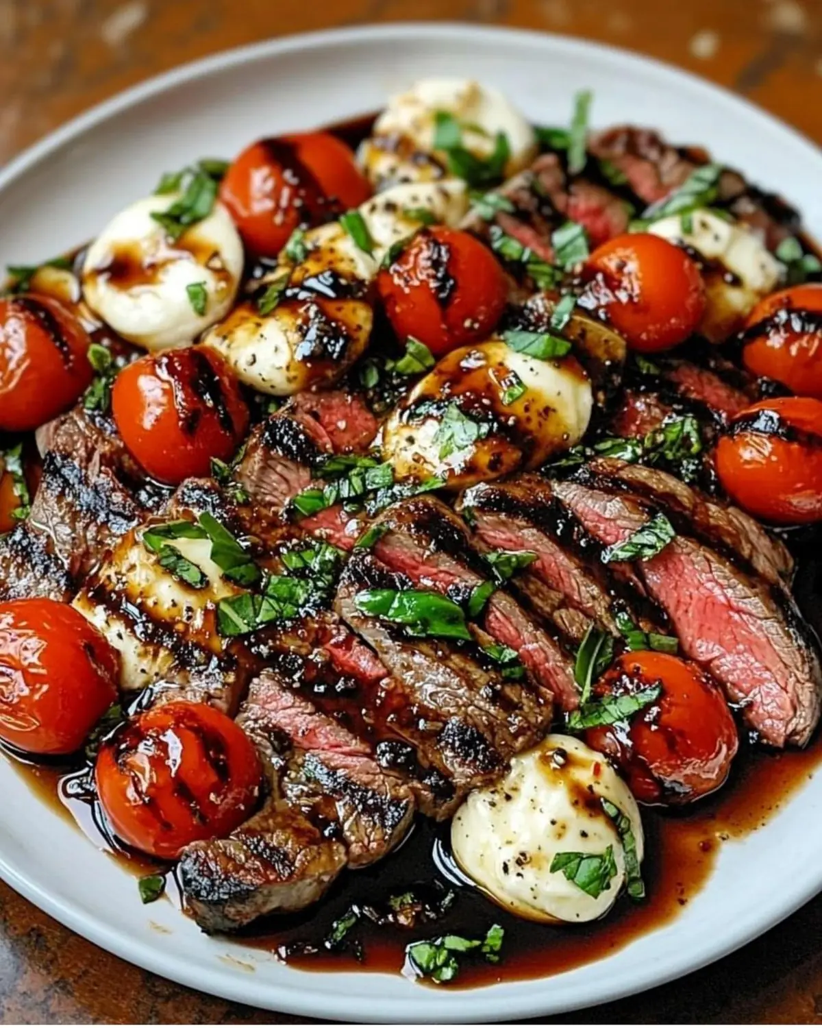 Grilled Steak Caprese with Balsamic Glaze