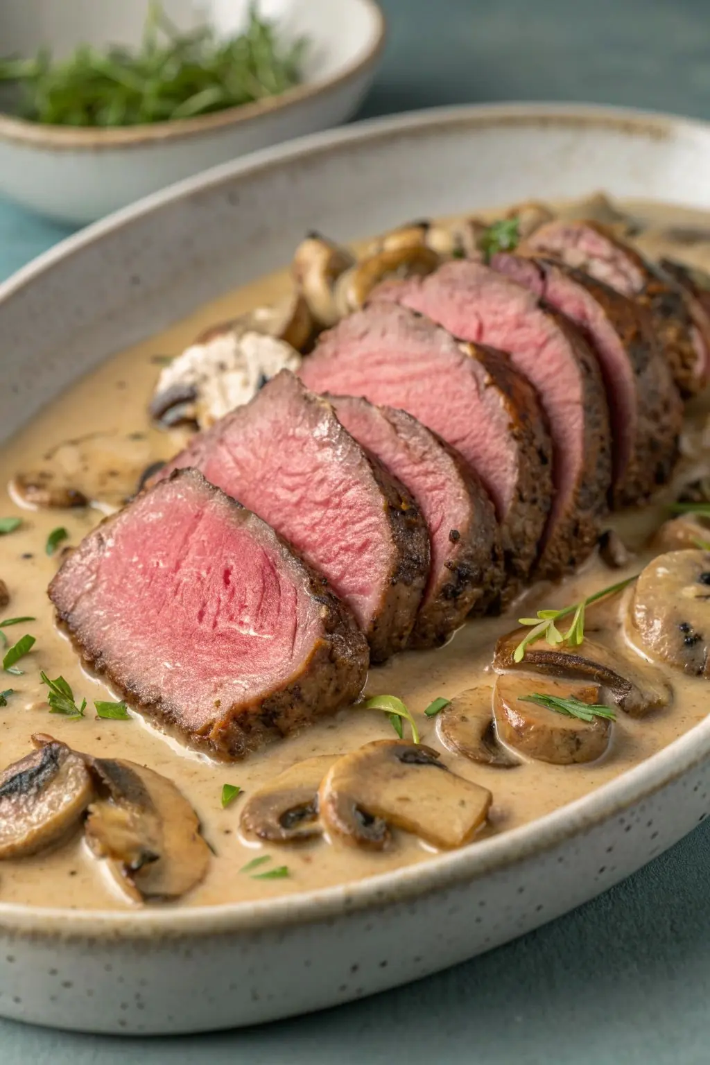 Beef Tenderloin with Creamy Mushroom Sauce