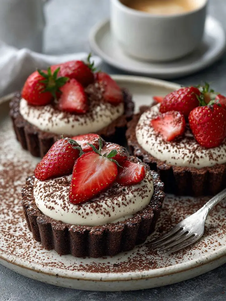 Chocolate Strawberry Cream Tartlets