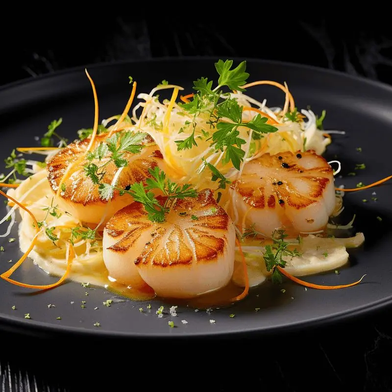Pan-Seared Sea Scallops with Citrus Beurre Blanc & Pineapple Carpaccio