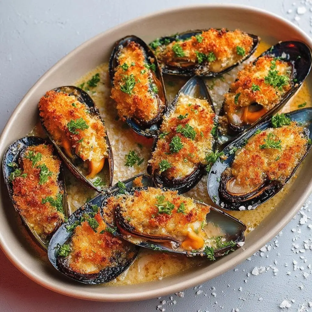 Baked Garlic Parmesan Mussels