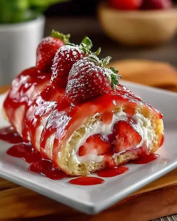 Strawberries & Cream Dessert Crêpes with Fresh Strawberry Sauce