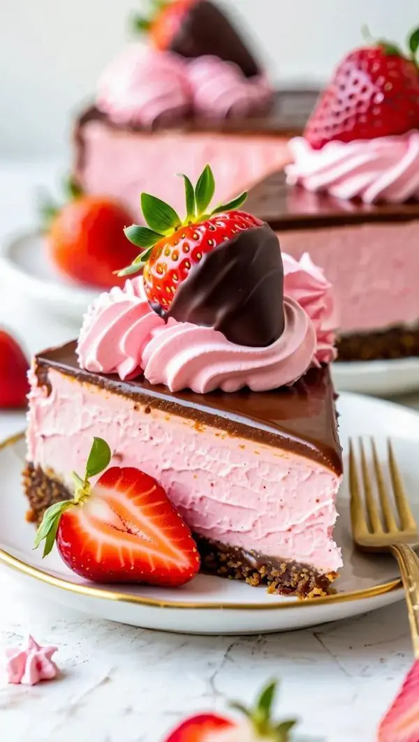 Chocolate Strawberry Mousse Cheesecake