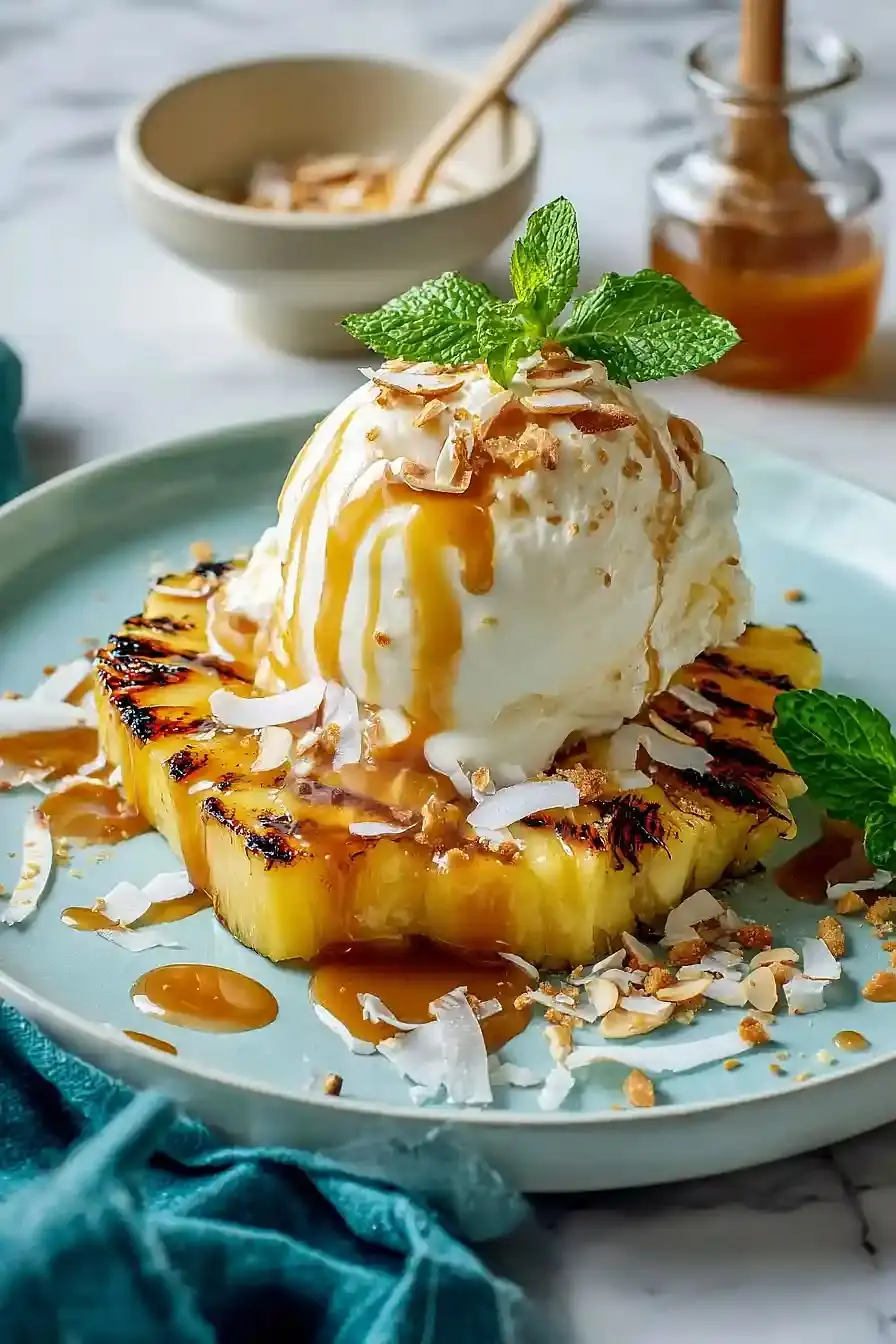 Grilled Pineapple Sundae with Salted Caramel