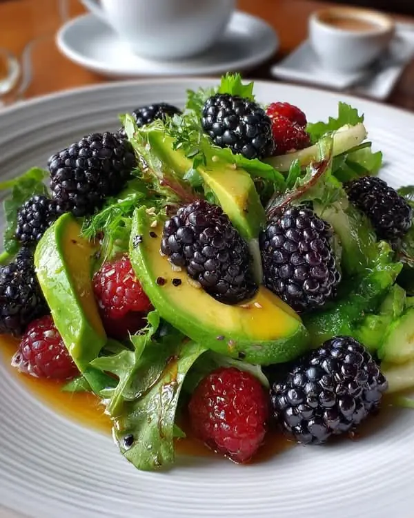 Avocado, Blackberry & Raspberry Salad with Honey Balsamic Vinaigrette