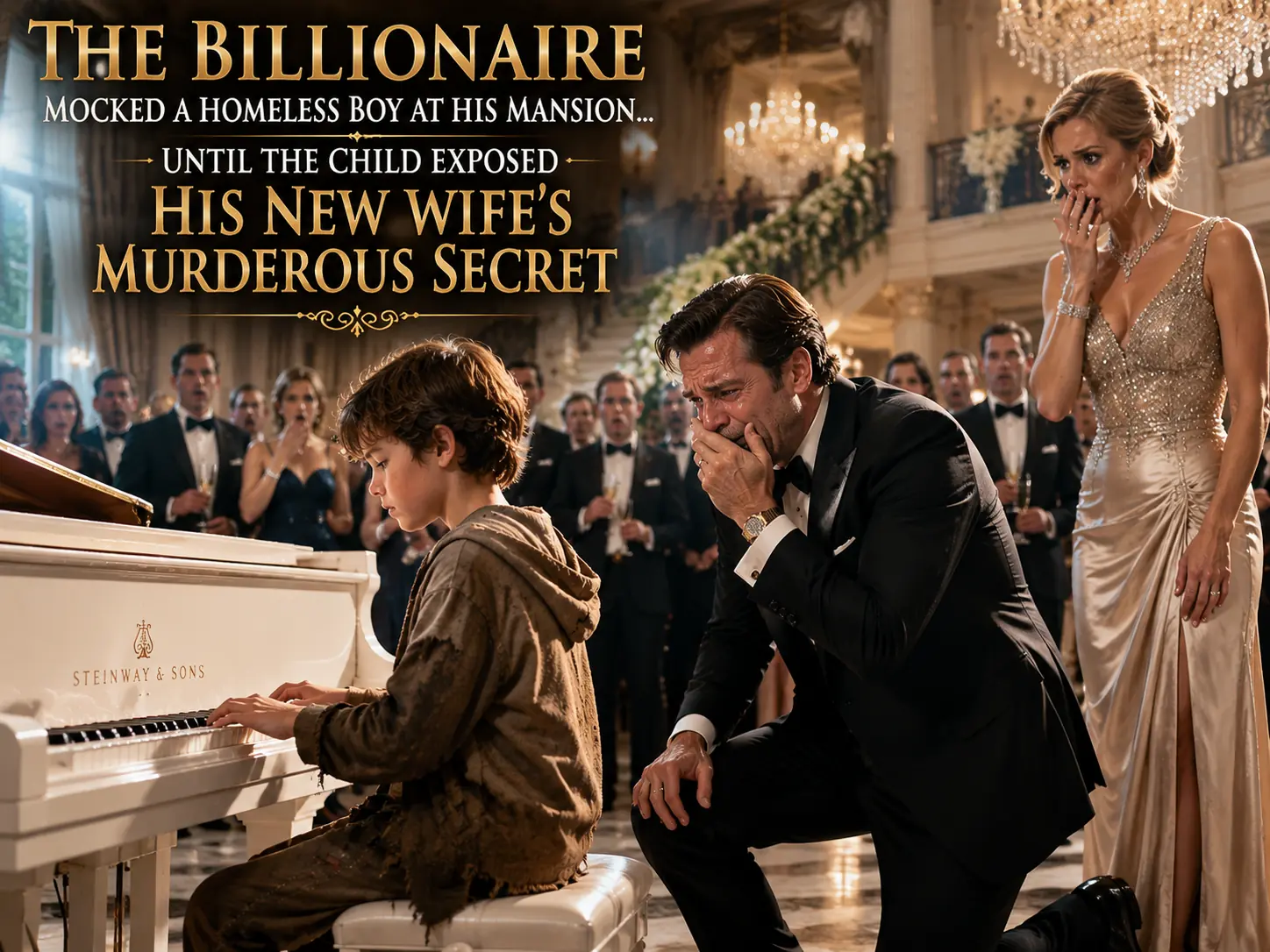 The Billionaire Mocked a Homeless Boy at His Mansion... Until the Child Exposed His New Wife's Murderous Secret