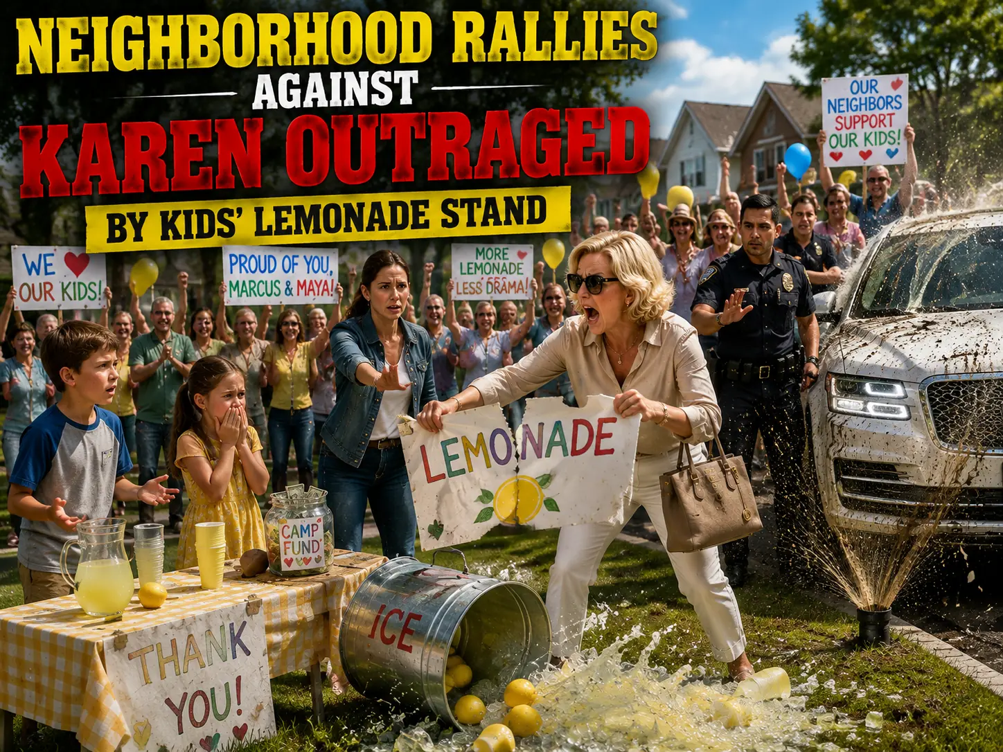 Neighborhood Rallies Against Karen Outraged by Kids' Lemonade Stand