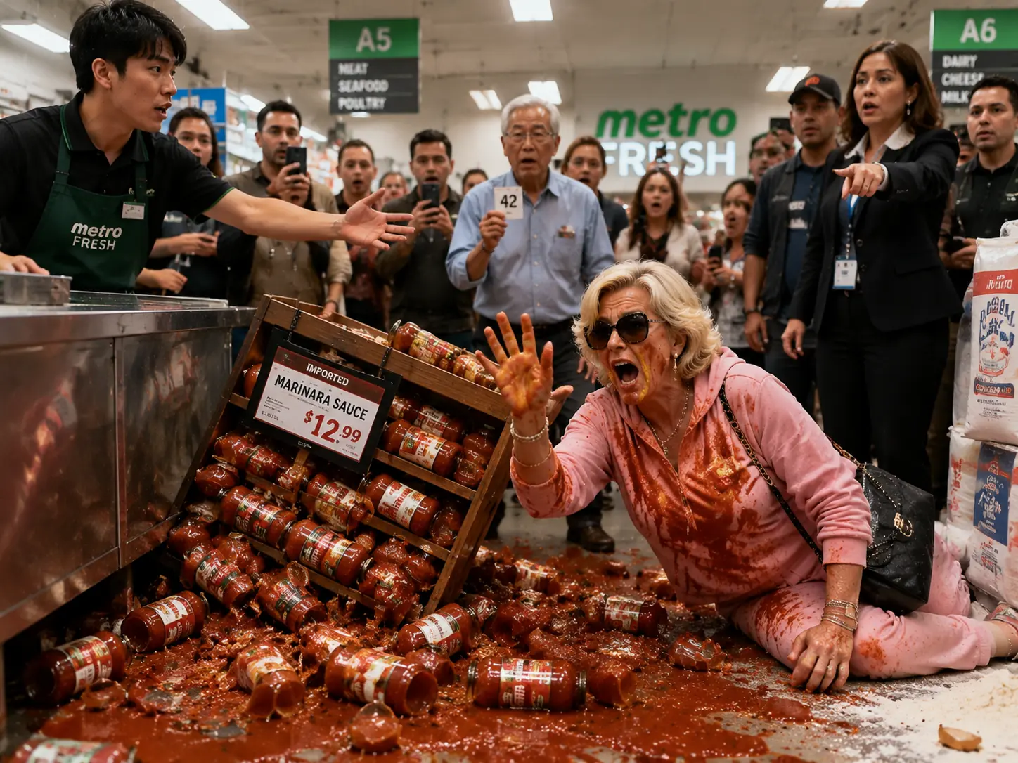 Karen Ruins Supermarket Display and Fakes Assault