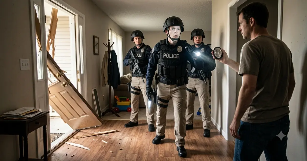Cops Kicked In His Door Without a Warrant — Then One Officer Saw His Badge and Froze